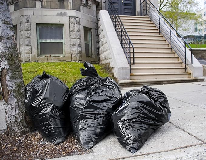 Tasker Contractor Garbage Bags 55 Gallon, 3 Mil Black Contractor Garbage Bag (50 Bags w/Ties) Large 55 Gallon Trash Bags Heavy Duty Liners, Extra Large Trash Liners for Construction, Industrial Bag