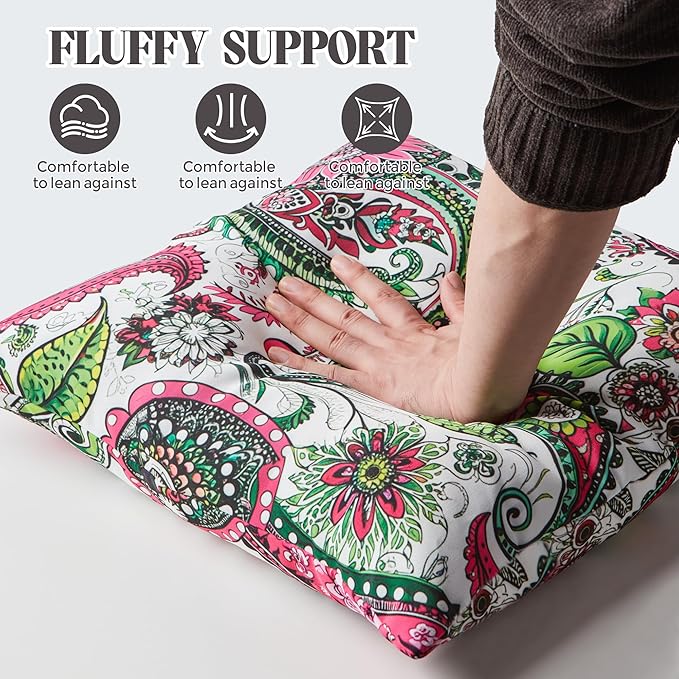 WOLKI Waterproof Outdoor Pillows 20x20 Feather and Down Filled Throw Pillow for Patio Furniture, Outside Decorative Pillow Set of 2 Flower