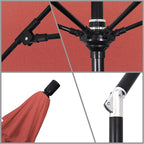 California Umbrella 9' Round Aluminum Pole Fiberglass Rib Market Umbrella, Crank Lift, Collar Tilt, Black Pole, Sunbrella Spectrum Mist