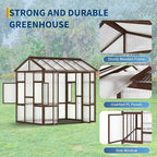 6x8 ft Wooden Greenhouse for Outdoor - Heavy Duty Walk-in Green House Kit with 6 mm Polycarbonate,Ventilated Window & Lockable Door for Backyard,Patio,Lawn