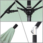 California Umbrella 9' Round Aluminum Pole Fiberglass Rib Market Umbrella, Crank Lift, Collar Tilt, Black Pole, Sunbrella Spectrum Mist