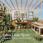 U-MAX 6x10 Ft Wood Greenhouse for Outdoors with Openable Window & Lockable Door, Heavy Duty Lean to Walk in Greenhouse with Polycarbonate Panel for Outside, Garden and Backyard