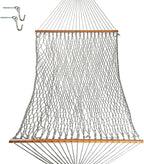 Original Pawleys Island Large Green DuraCord Rope Hammock – 13 ft. x 55 in., 2-Person, 450 lb Capacity, Oak Spreader Bar, Zinc-Plated Hardware, Handcrafted in The USA