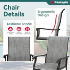 Pamapic Patio Chairs Set of 4, All-Weather Textilene Ergonomic Outdoor Dining Chairs for Garden Backyard Poolside Deck, Gray
