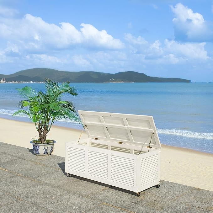 SAFAVIEH Outdoor Elina White Cushion Storage Box
