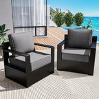 Outdoor Patio Furniture Aluminum Patio Chairs, All-Weather Metal Outdoor Chair with 6 Inch Thick Cushions, Deep Setting for Garden, Outside and Porch