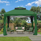 ABCCANOPY 13x13 Pop Up Gazebo, Outdoor Canopy Tent, Instant Screened Shelter with Mosquito Netting for Patio, Garden, Backyard, Party, Camping (Forest Green)