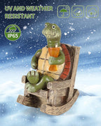 iStatue Solar-Powered Turtle Figurine Light with Glowing Cup - 5.5 in Lifelike LED Decorative Lamp for Outdoor Ambiance - Patio Table, Yard & Garden Decor (Turtle)