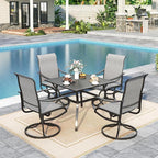 Sophia & William Patio Chairs Set of 4, Swivel Outdoor Chairs Textilene Patio Dining Chairs Heavy Duty with Metal Frame Support 300lbs for Lawn Yard Garden All Weather Grey