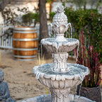 58.3" 3-Tier Outdoor Freestanding Water Fountain - Classic Leaf Design, Large Bird Bath with Pump - Ideal for Yard, Lawn and Garden Décor