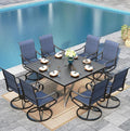 Sophia & William Outdoor Dining Set Patio Dining Sets Patio Table and Chairs Set 9 Pieces Square Outdoor Dining Table 60" for 8 with Swivel Patio Chairs for Garden Pool All Weather Blue