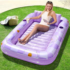 SLOOSH Inflatable Tanning Pool Lounger Float, 70" x 46" Pool Floats Adult with Pillow, 4 in 1 Suntan Tub Raft Floatie,Sunbathing Bed Lounge for Water Blow Up Ball Pit Party Gifts