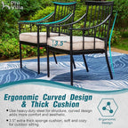 PHI VILLA 7 Pieces Patio Dining Table Set with Cushion for 6, Large Rectangular Metal Dining Table with Umbrella Hole & Cushioned Swivel Iron Chairs for Outdoor, Deck, Yard