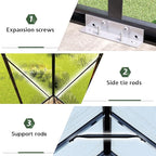 Jocisland 6x12Ft Polycarbonate Greenhouses for Outdoors, 2 Top-Opening Windows, Swing Doors, Aluminum Walk-in Heavy Duty for Outdoor Use, Backyard Garden, Black