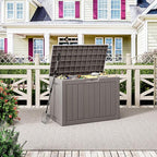 Outdoor Storage Box, 45 Gallon Outside Deck Box Waterproof,Resin Outdoor Storage Cabinet With Lockable Lid,Backyard Storage Bench For Garden Tools,Patio Cushions, Pool Tools, Package Delivery