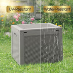 30 Gallon Outdoor Storage Deck Box Waterproof,Garden Tool,Backyard Cushion,Poolside Storage,Small Delivery Boxes for Outside,Lockable Lid,Rattan Grey