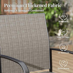 Patio Table and Chairs Set for 4, 5 Pieces Outdoor Dining Set, 4 Brown Textilene Chairs and 42" Metal Round Table with Umbrella Hole, for Deck Garden Backyard Lawn Poolside