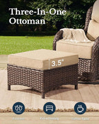 HILLGA Luxury Patio Furniture Set with 6-Inch Thick Cushions, High Back Outdoor Swivel Rocker Chairs and Patio Couch, 7-Piece All Weather Conversation Set for Porch Deck Pool Yard, Beige (V3)