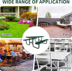 6FT Picnic Tables for Outdoors, Rectangular Commercial Metal Picnic Table Bench Set with Umbrella Hole,Heavy Duty Steel Weather-Resistant Dining Table for Patio Dining Garden Backyard BBQ School