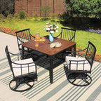 Sophia & William 5 Pcs Patio Furniture Outdoor Dining Set, 42" Square Metal Patio Table and Swivel Chairs with Cushions, Adjustable Umbrella Hole, Conversation Bistro Set for Garden,Yard,Deck
