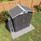 5x3 FT Outdoor Storage Shed, Metal Shed with with Peaked Roof, Lockable Door, All-Weather Lean to Resin Shed for Garden, Backyard, Patio, Lawn (Gray)
