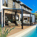 10 * 20FT Pergola,Outdoor Gazebo,Hardtop Lean to Gazebo,Wall Mounted Pergola,Pergolas Gazebos Clearance,Aluminum Frame Pergola,UV Resistant Patio Roof,Patio Awnings for Porch,Lawn,Backyard