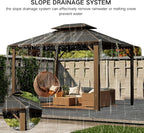 Kingdura Hardtop Gazebo 10'x10' with Double Polycarbonate Roof Canopy, Outdoor Gazebo with All-Weather Resistant Aluminum Frame Permanent Pavilion, UV Blocking for Patio Lawn Garden (Brown)