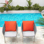WOLKI Waterproof Outdoor Pillows 20x20 Feather and Down Filled Throw Pillow for Patio Furniture, Outside Decorative Pillow Set of 2, Orange