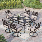 Sophia & William Swivel Patio Dining Set for 6, Outdoor Table and Chairs, Removable Seat Cushions, 60" Black Patio Dining Table