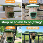 Outdoor Small Bird Feeder for Fences, Trees, Balcony and Walls - PerchPod Seed Birdfeeder, No Mess Wild Bird Feeders for Outside