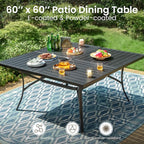 PHI VILLA 9 Pieces Square Outdoor Dining Set for 8, Large Metal Dining Table & Rattan Wicker Chairs with Cushions, Dining Furniture Set for Patio, Deck, Yard, Porch