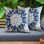Qahing Pack of 4 Outdoor Waterproof Pillow Covers 16x16 Decorative Outdoor Throw Pillows Garden Square Cases for Patio Furniture, Couch, Tent Sunbrella, Bench, Blue Grey