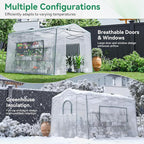 Joyside 12 x 8 FT Outdoor Pop up Greenhouse with Adjutable Reinforced Frame, Durable PE Cover and Mesh Windows, Portable Greenhouse for All Seasons, Easy Set Up (White, 12 x 8 FT)