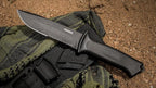 Gerber Gear Prodigy Fixed Blade Survival Tactical Knife - Full Tang, Serrated Edge Knife - American High Carbon Steel Blade - Molded Soft-Grip - with Protective MOLLE Sheath - Black