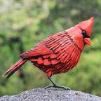 Cardinal Statue Metal Bird Garden Decor - Metal Yard Art - Outdoor Sculptures & Statues - Large Red Bird - Ornaments for Patio Balcony - Sympathy Gift
