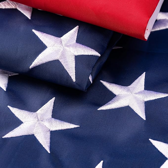 XIFAN Premium American Flag 6x10 Outdoor, Heavy Duty 420D Tough Polyester, Long Lasting US Flags for High Wind Outside with Embroidered Stars, Sewn Stripes, 3 Brass Grommets