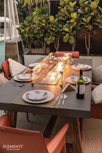 Elementi | Sonoma Gas Fire Pit Cast Concrete Rectangular Dining Fire Table, Outdoor Fire Pit Electronic Ignition | Canvas Cover, Lava Rock Included | Natural Gas