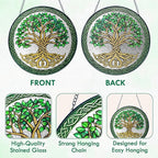 FLAGWIX Christmas Tree of Life Gifts for Women Men - Stained Glass Window Hanging 8 in - Xmas Birthday Gifts for Mom Grandma, Tree of Life Christmas Decorations Indoor, Celtic Suncatchers Garden Decor
