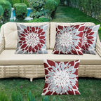 Qahing Pack of 4 Outdoor Waterproof Pillow Covers 24x24 Decorative Outdoor Throw Pillows Garden Square Cushion Cases for Patio Furniture, Couch, Tent Sunbrella, Bench, Burgundy Red Grey