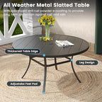 DIFY 7 Pieces Outdoor Patio Dining Set, 6 Dark Grey Textilene Swivel Dining Chairs and 53" Black Round Metal Dining Table, Outdoor Table and Chairs