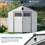 YITAHOME Outdoor Storage Shed 8x10 Ft, Plastic Storage Sheds with Floor, Lockable Doors, Windows, and Vents for Patio, Lawn, Backyard, Large Garden Storage for Bikes, Mowers, and Garden Tools, Gray