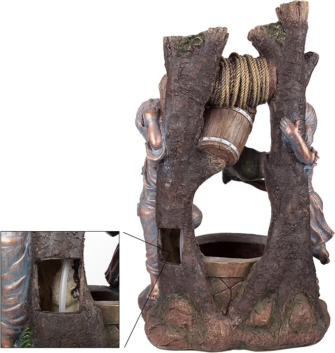 Pure Garden W150178 Lighted Antique Design Outdoor Water Fountain, Bronze
