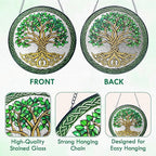 FLAGWIX Christmas Tree of Life Gifts for Women Men - Stained Glass Window Hanging 8 in - Xmas Birthday Gifts for Mom Grandma, Celtic Decor Suncatchers for Windows Hanging, Christmas Decoration