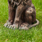 Glitzhome Guardian Sitting Lion Garden Statue MGO Outdoor Decoration, 27.75" H, Bronze