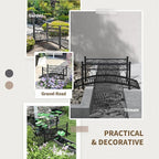 Outsunny 3.3' Metal Arch Zen Garden Bridge with Safety Siderails, Decorative Footbridge, Delicate Scrollwork & Corner Spheres for Stream, Fish Pond, Black