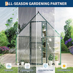 6X11 ft Polycarbonate Greenhouse with Aluminum Frame, Polycarbonate Greenhouse for Outdoors, Greenhouses with Ventilation, Aluminum Large Walk-in Greenhouses for Outside