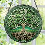 Stained Glass Window Hanging, Pauyadu Tree of Life Sun Catchers, Stained Glass Suncatcher, Tree of Life Decor Gifts for Women, Men, Wife, Lovers, Couple and Friend - 8 Inch