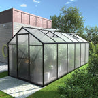 BlueWish 6x12FT Greenhouse for Outdoors, Aluminum Heavy Duty Greenhouse Kit with Lockable Door, 4MM Thickness Polycarbonate, Upgraded Rivet Structure Walk-in Green House for Garden, Gray