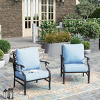 HERA'S HOUSE Outdoor Chairs Set of 2, 2 x Patio Chair with Blue Cushions, All Weather Outdoor Furniture for Lawn Garden Backyard Deck(Leg Chairs)