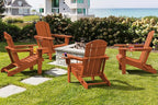 SERWALL Adirondack Chair with Cup Holders - Composite Adirondack Chairs Set of 6 HDPE Outdoor Chairs All Weather Use- Orange